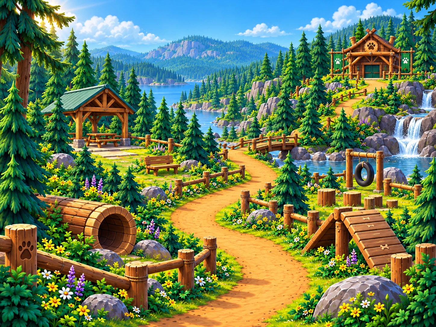Timber Tails Adventure Park forest environment.